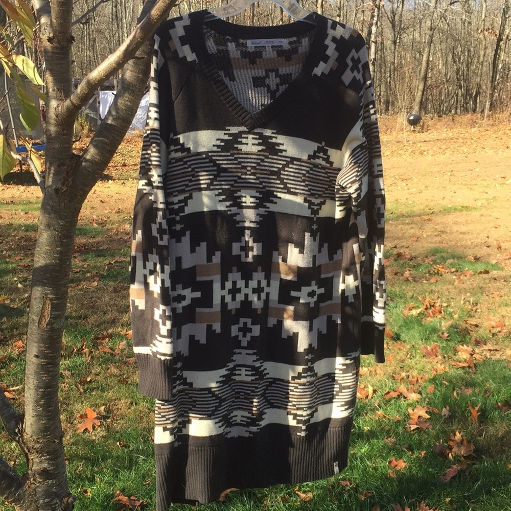 WOOLRICH Women's Green/White Tribal Sweater Dress